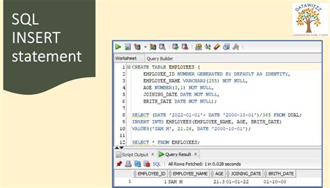 oracle insert into statment example.